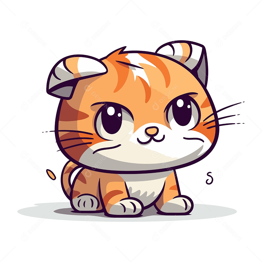 Gato Fofo de Desenho Animado Ilustração Vetor EPS