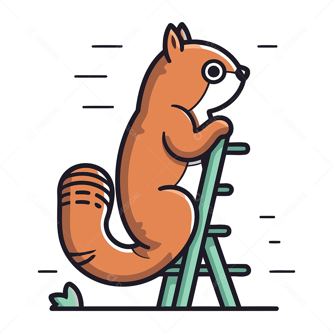 Esquilo Subindo uma Escada Ilustração Vetor EPS