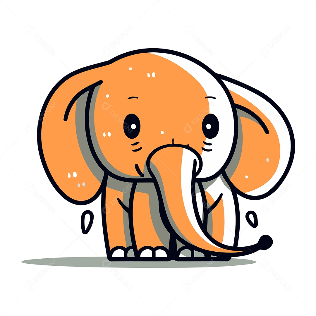 Elefante de Desenho Animado Ilustração Vetor EPS