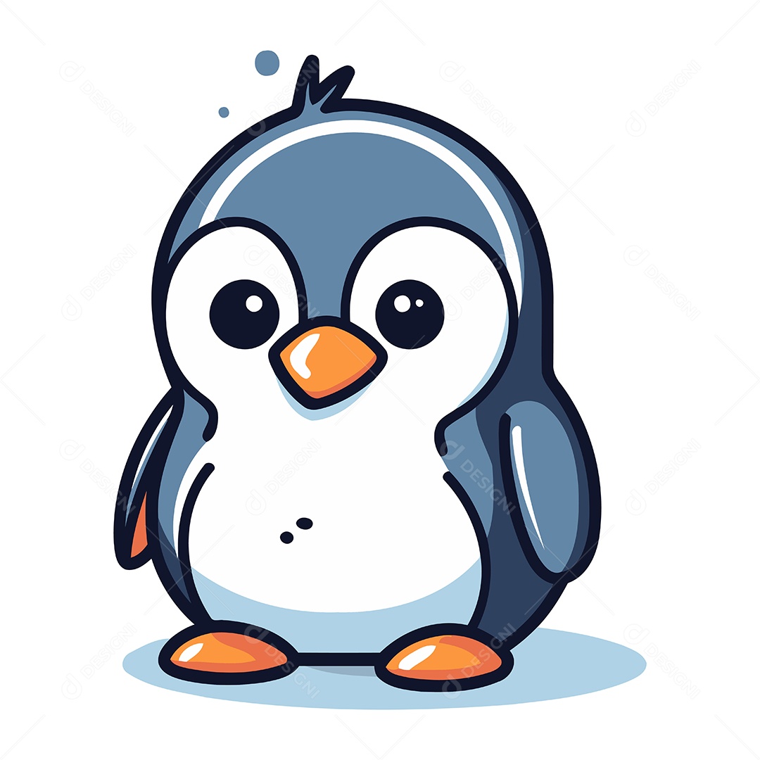 Pinguim Fofo de Desenho Animado Ilustração Vetor EPS