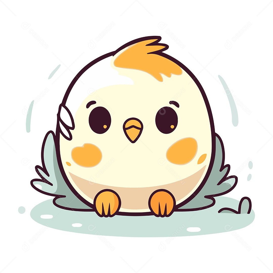 Pintinho Fofo de Desenho Animado Ilustração Vetor EPS