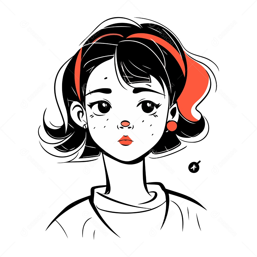 Garota de Desenho Animado Ilustração Vetor EPS