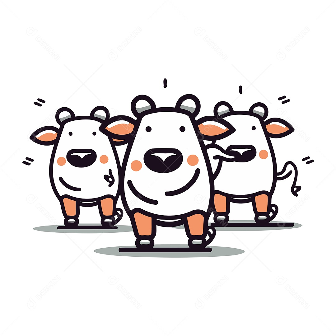 Vacas de Desenho Animado Ilustração Vetor EPS