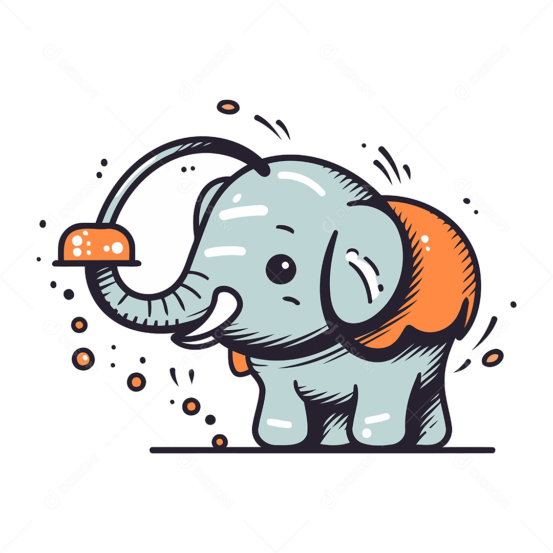 Elefante de Desenho Animado Ilustração Vetor EPS