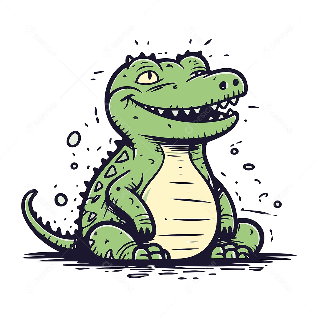Crocodilo de Desenho Animado Ilustração Vetor EPS