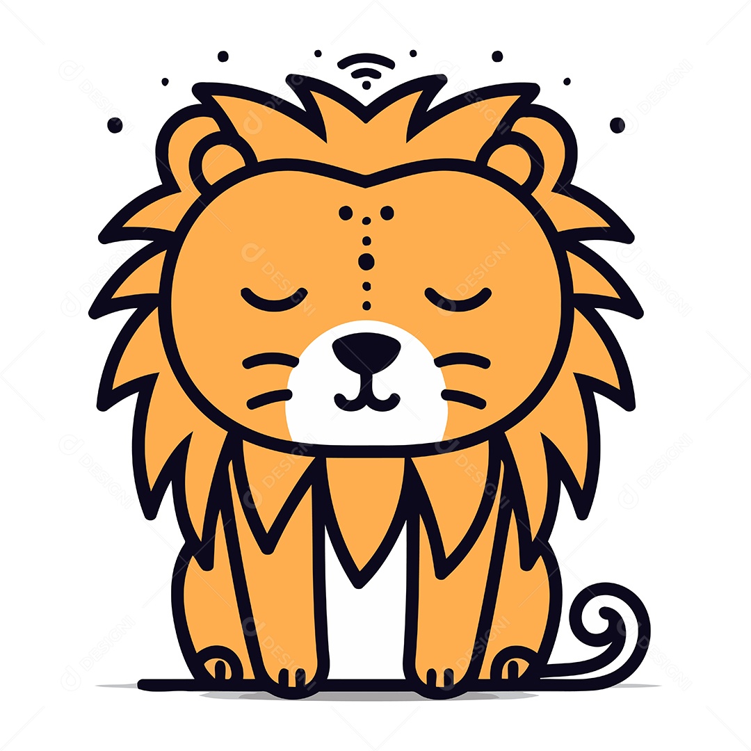 Leão de Desenho Animado Ilustração Vetor EPS