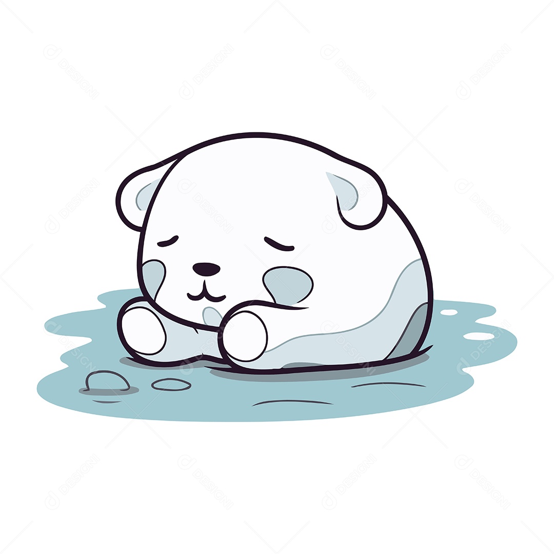 Urso Polar Fofo de Desenho Animado Dormindo Ilustração Vetor EPS