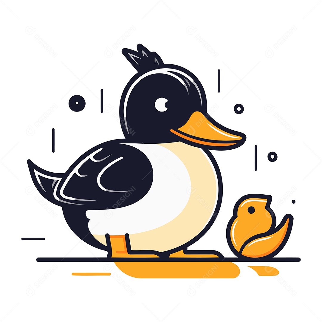 Pato e Patinho de Desenho Animado Ilustração Vetor EPS