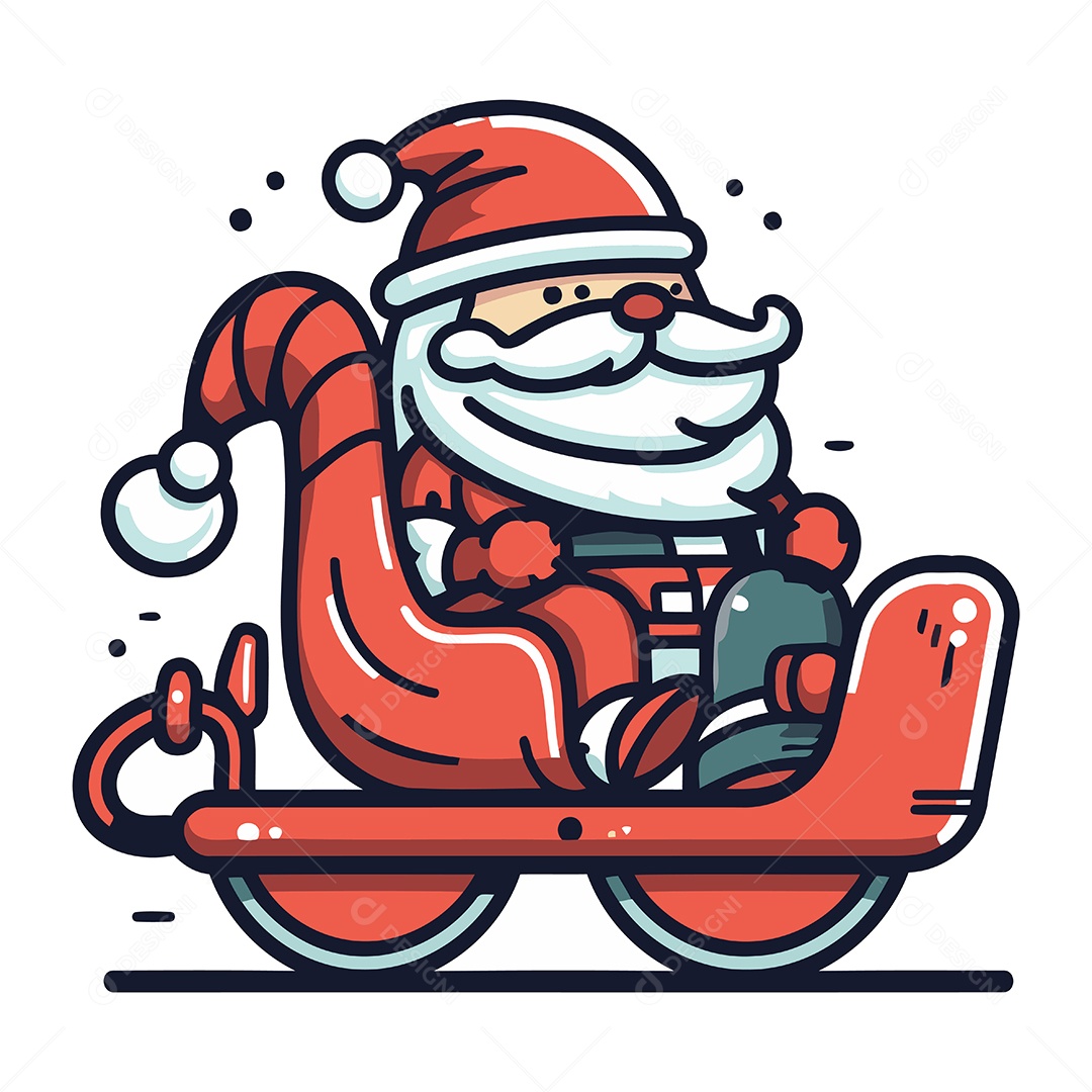 Papai Noel de Desenho Animado em Um Trenó Ilustração Vetor EPS