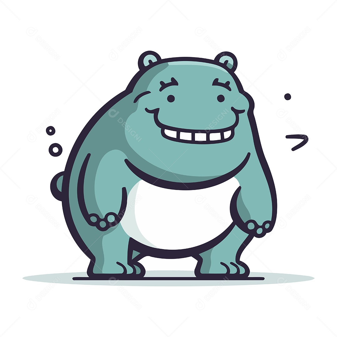 Hipopótamo de Desenho Animado Ilustração Vetor EPS