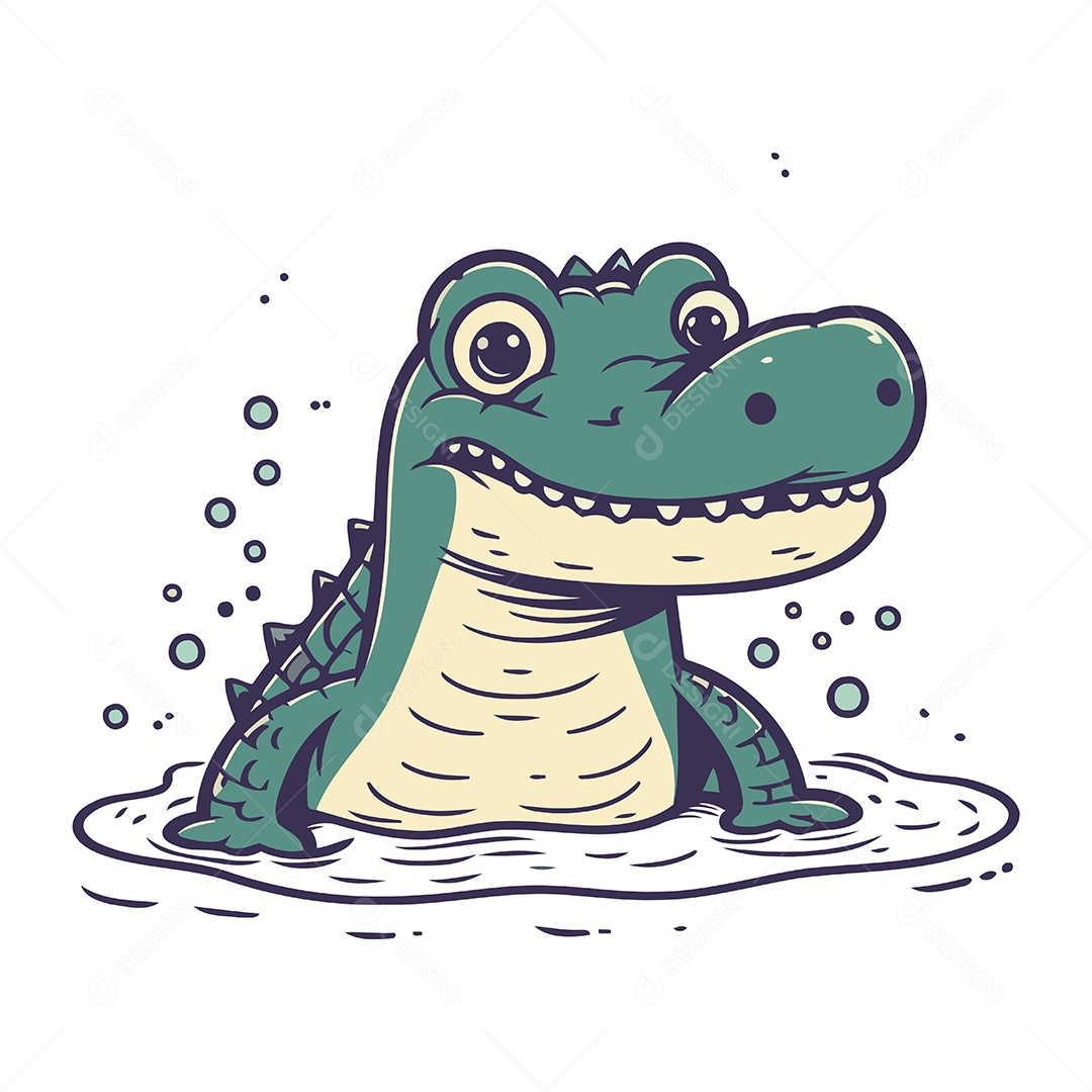 Crocodilo de Desenho Animado Ilustração Vetor EPS