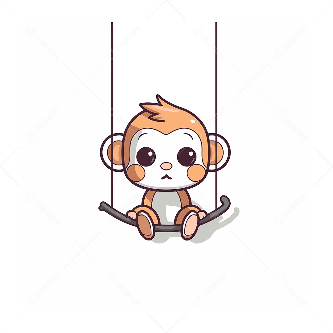 Macaco Balançando em Um Balanço Ilustração Vetor EPS