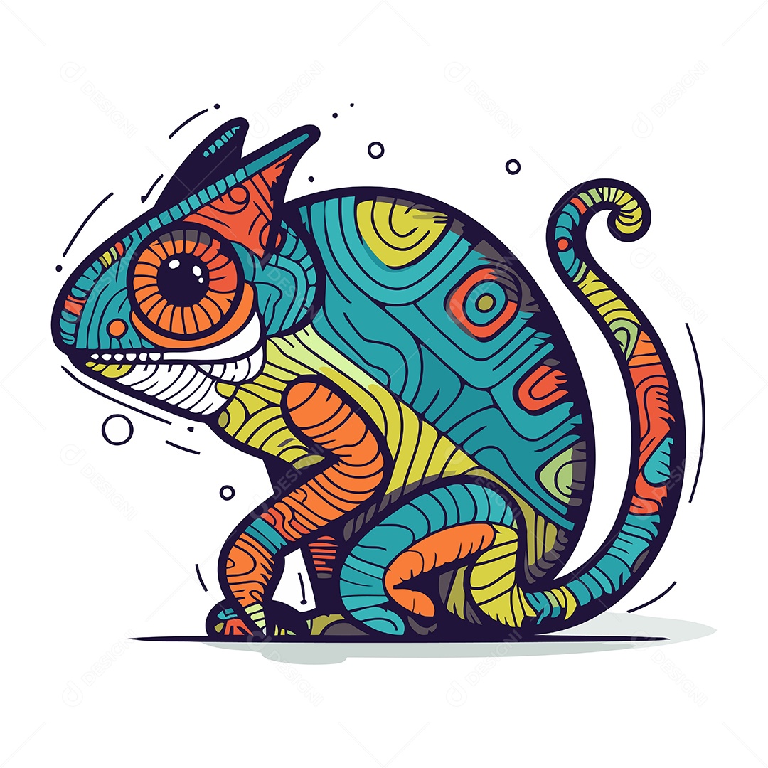 Camaleão de Desenho Animado Ilustração Vetor EPS