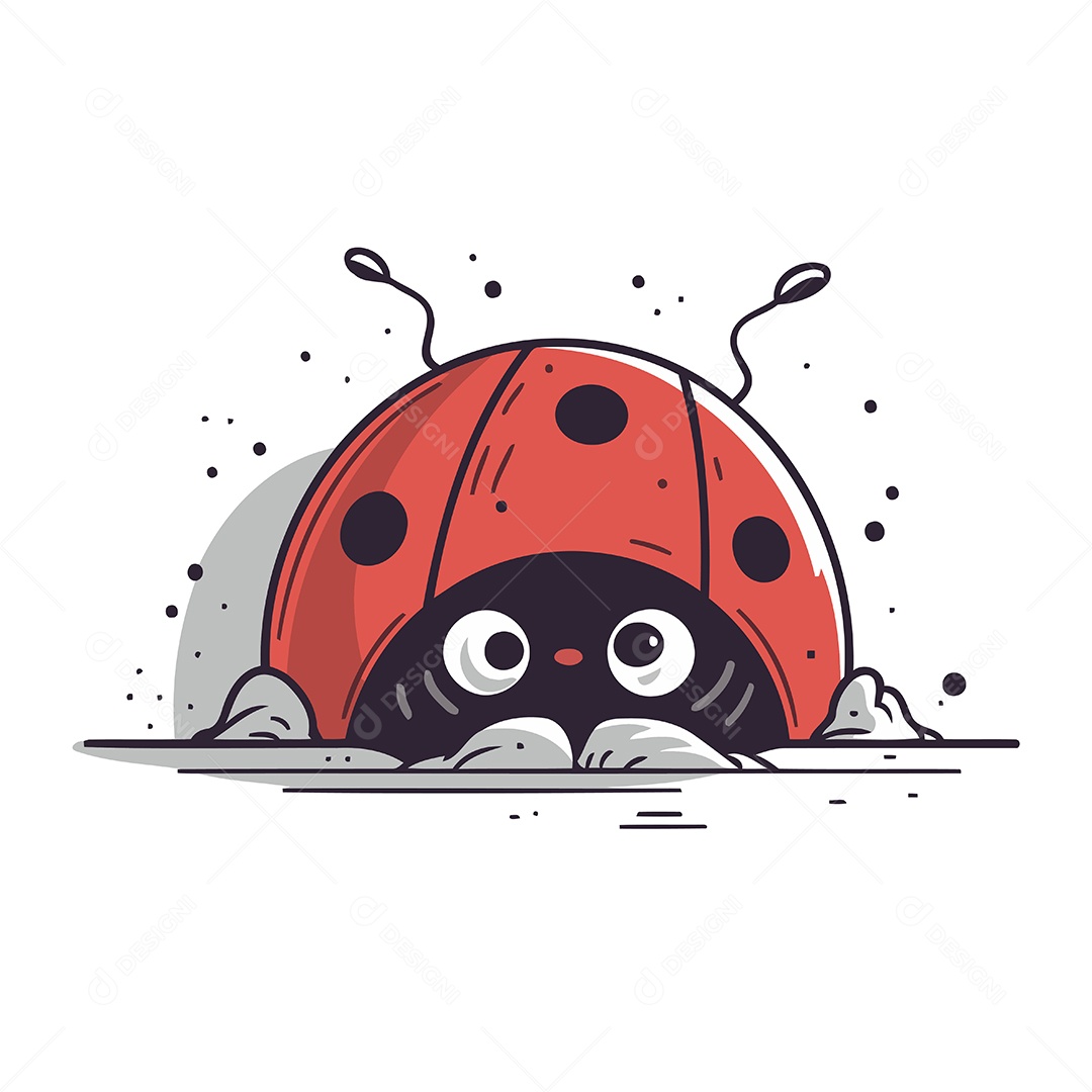 Joaninha de Desenho Animado Ilustração Vetor EPS