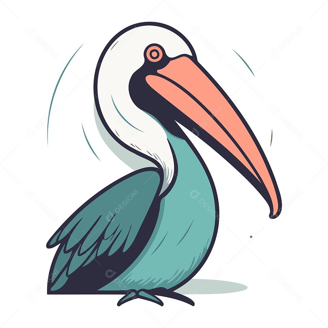 Pelicano de Desenho Animado Ilustração Vetor EPS