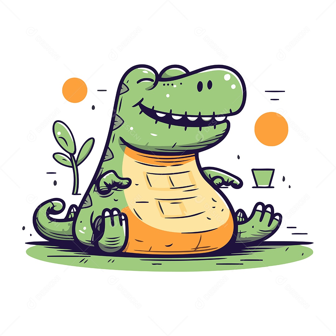Crocodilo de Desenho Animado Ilustração Vetor EPS