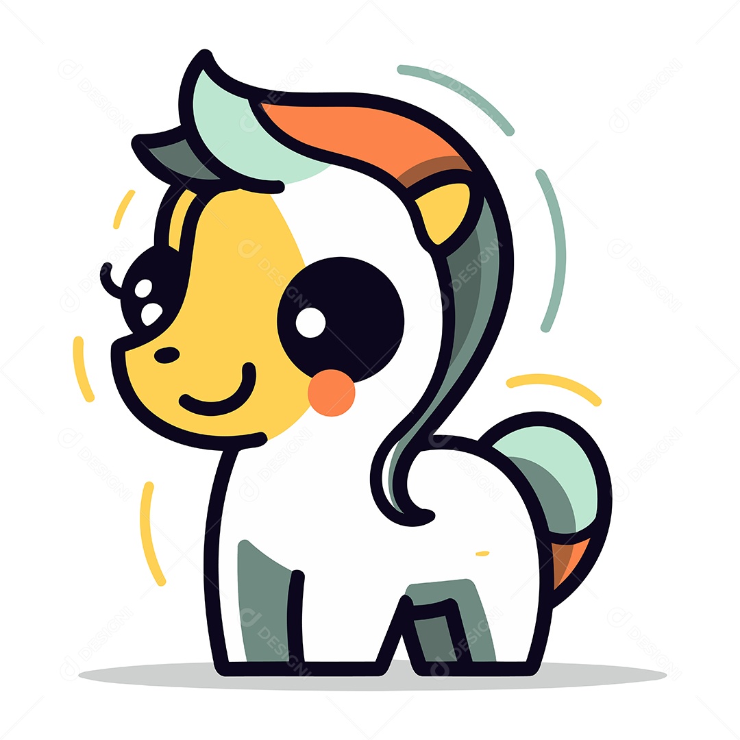 Cavalo Fofo de Desenho Animado Ilustração Vetor EPS