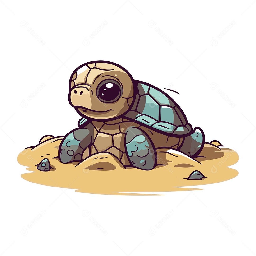 Tartaruga de Desenho Animado Ilustração Vetor EPS