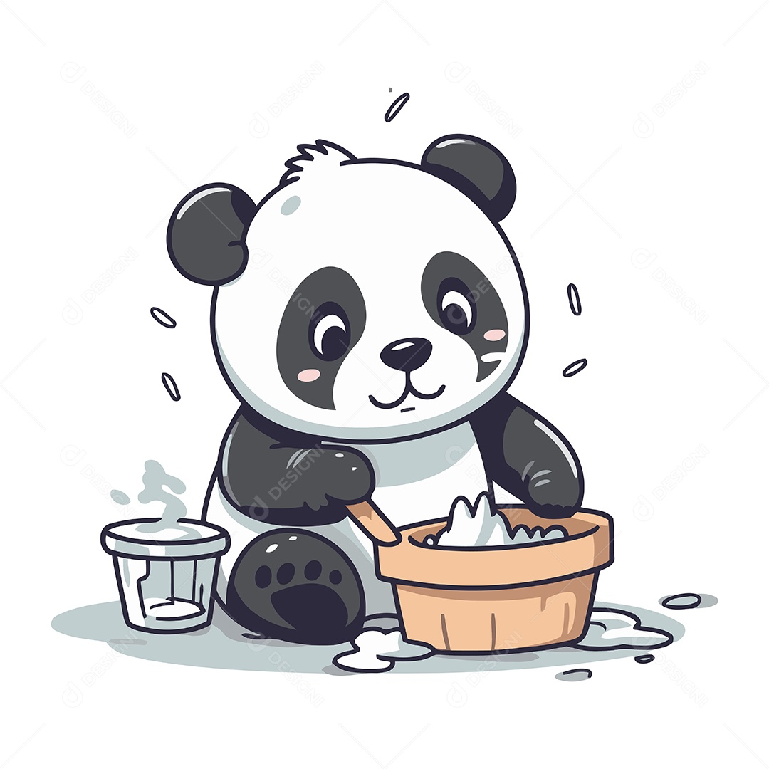 Panda de Desenho Animado Ilustração Vetor EPS