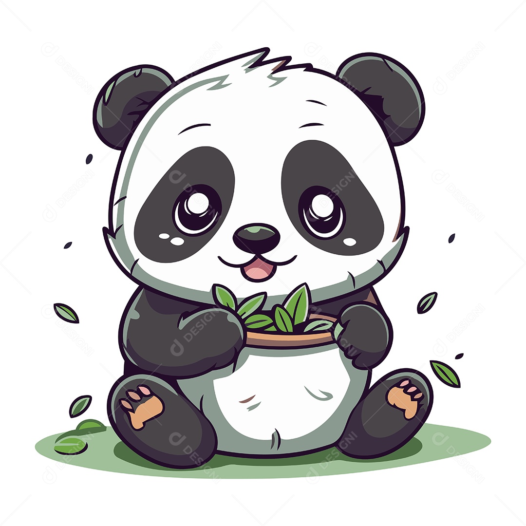 Panda Fofo de Desenho Animado Ilustração Vetor EPS
