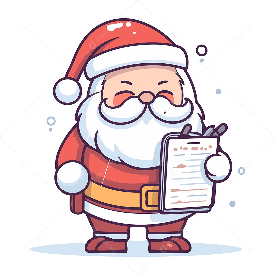 Papai Noel com Lista de Tarefas Ilustração Vetor EPS