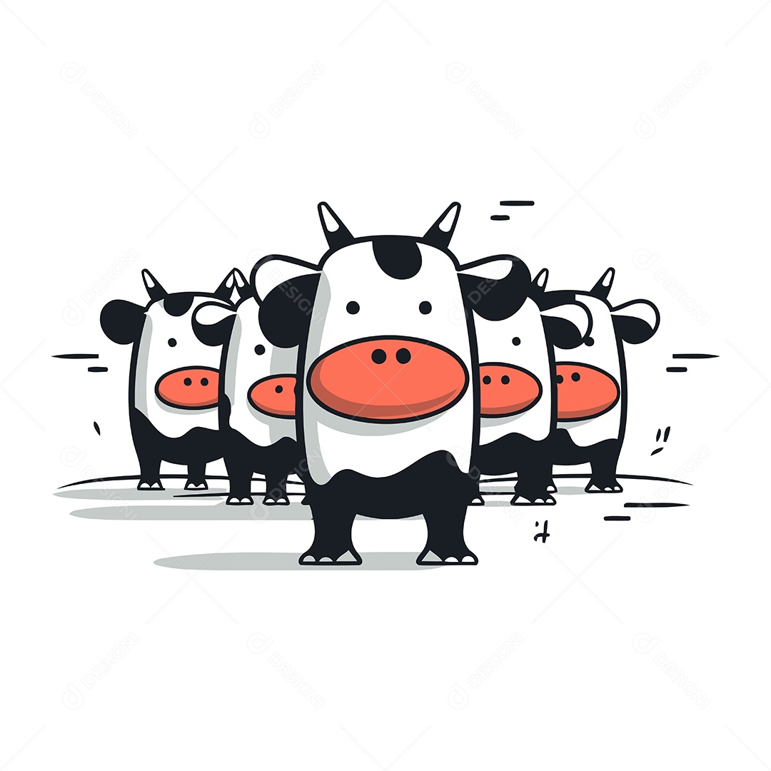 Vacas de Desenho Animado Ilustração Vetor EPS