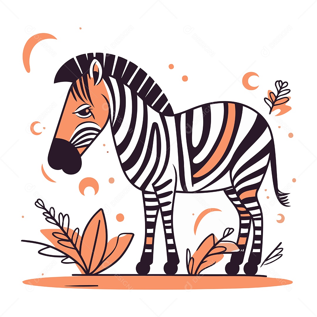 Zebra de Desenho Animado Ilustração Vetor EPS
