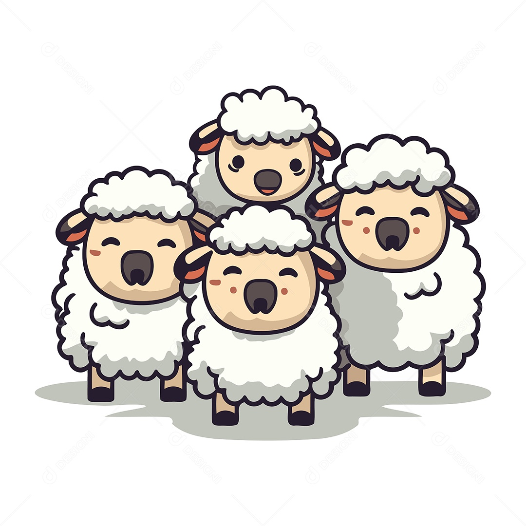 Ovelhas de Desenho Animado Ilustração Vetor EPS