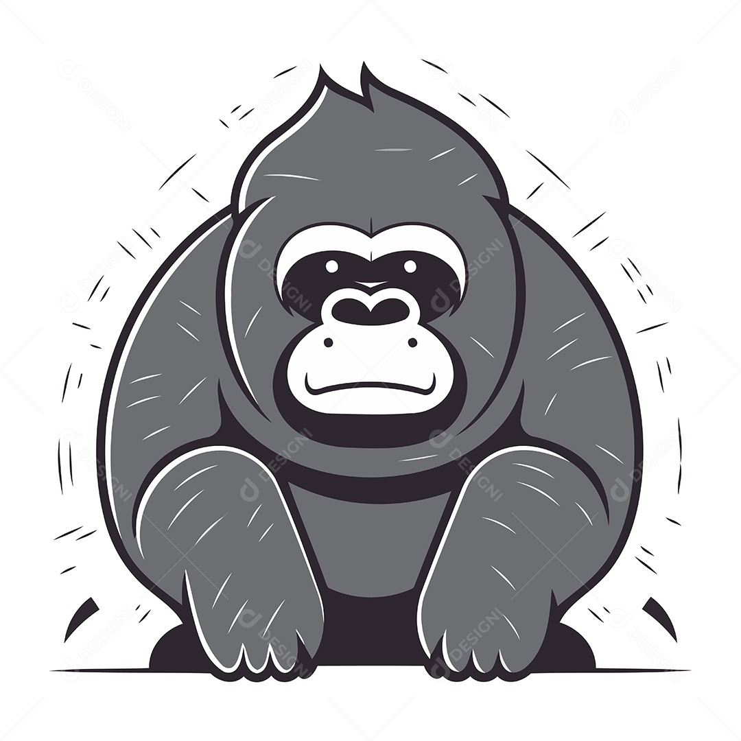Gorila de Desenho Animado Ilustração Vetor EPS