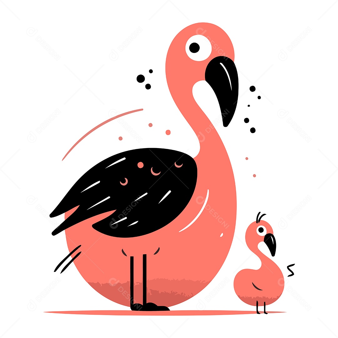 Flamingos de Desenho Animado Ilustração Vetor EPS