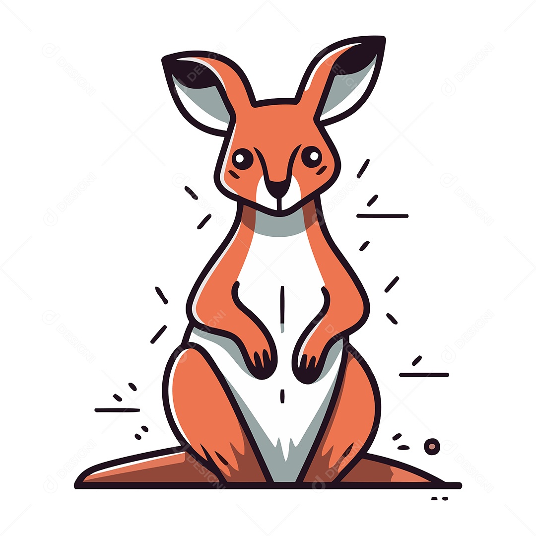 Canguru de Desenho Animado Ilustração Vetor EPS