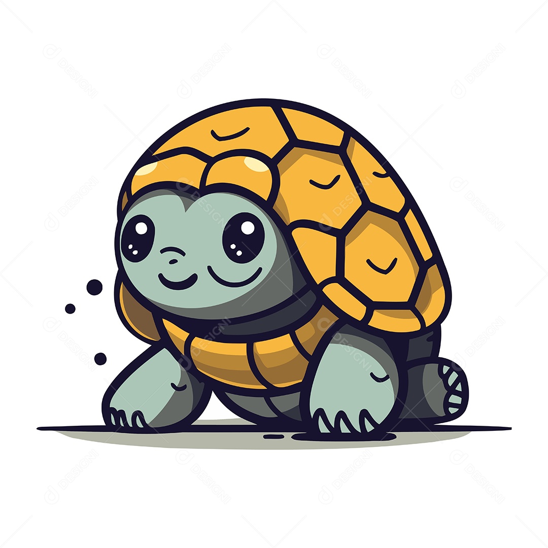 Tartaruga de Desenho Animado Ilustração Vetor EPS