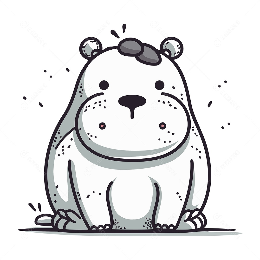 Hipopótamo de Desenho Animado Ilustração Vetor EPS