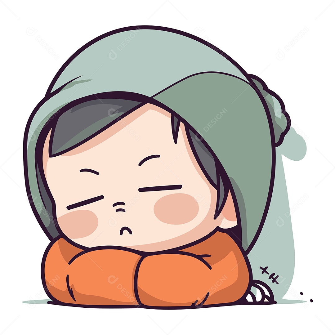 Menino Bonitinho Dormindo de Pijama Ilustração Vetor EPS