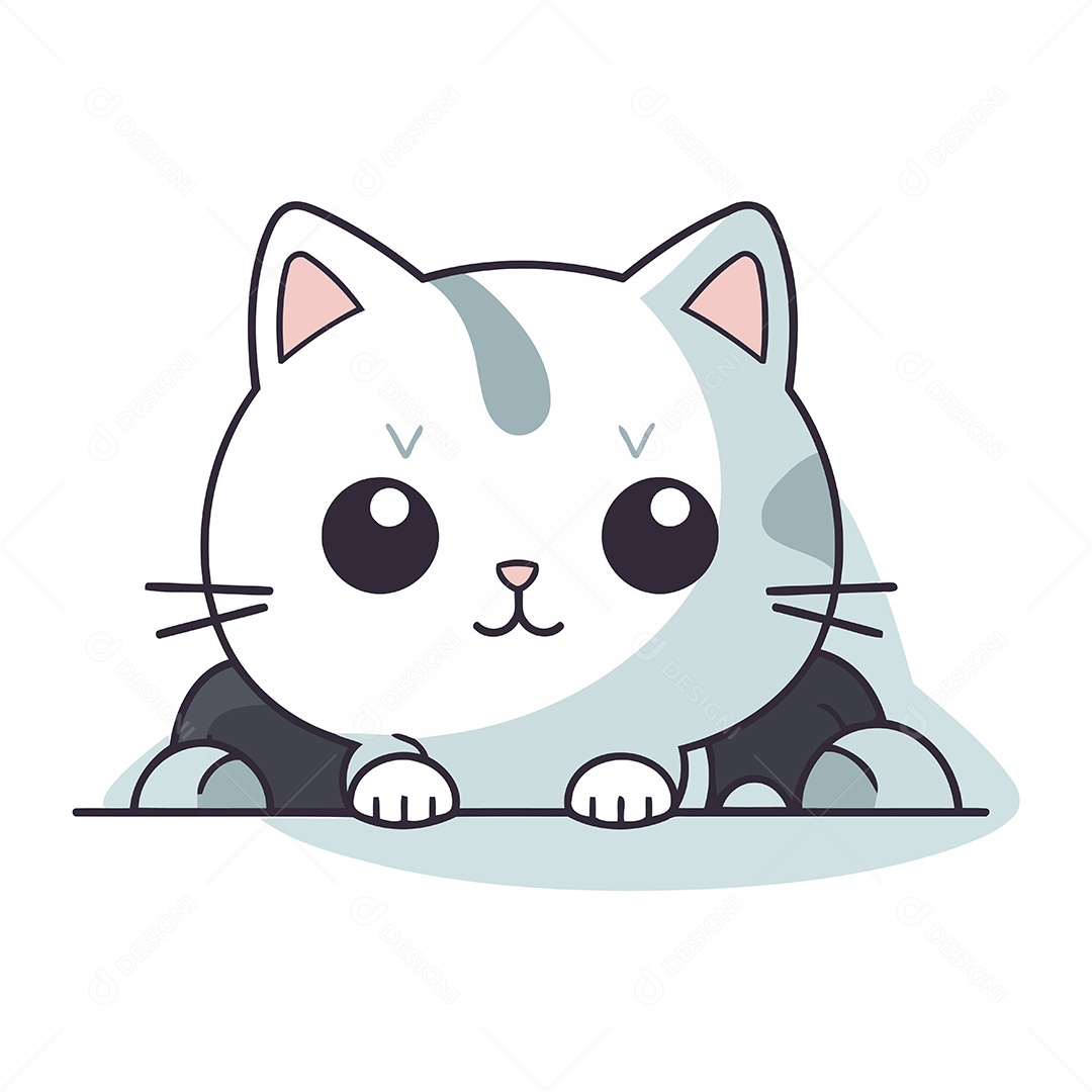 Gato Fofo de Desenho Animado Ilustração Vetor EPS