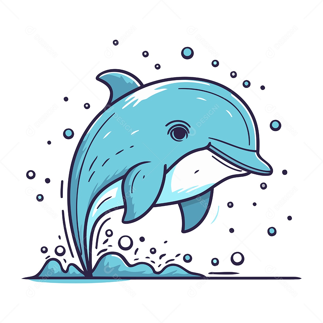 Golfinho de Desenho Animado Ilustração Vetor EPS
