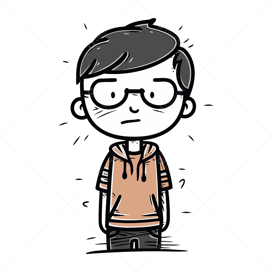 Menino de Desenho Animado com Óculos Ilustração Vetor EPS