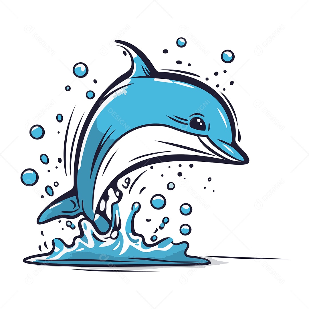 Golfinho de Desenho Animado Ilustração Vetor EPS
