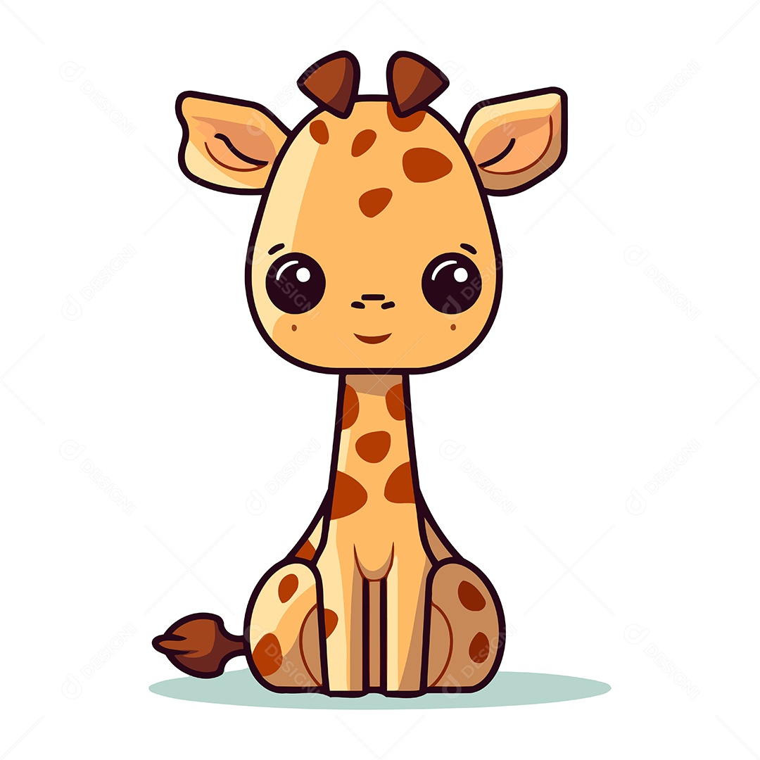 Girafa Fofa de Desenho Animado Ilustração Vetor EPS