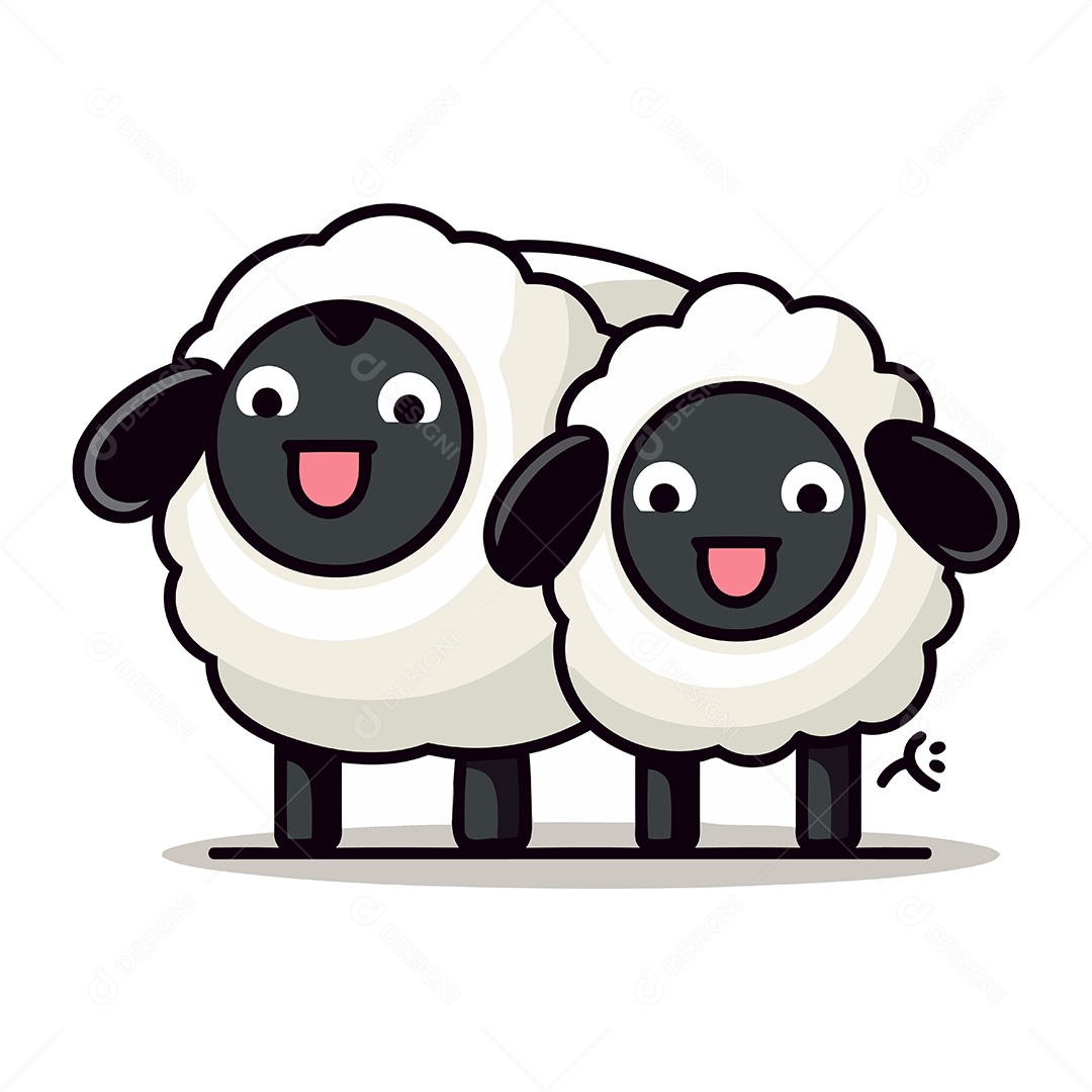 Ovelhas de Desenho Animado Ilustração Vetor EPS