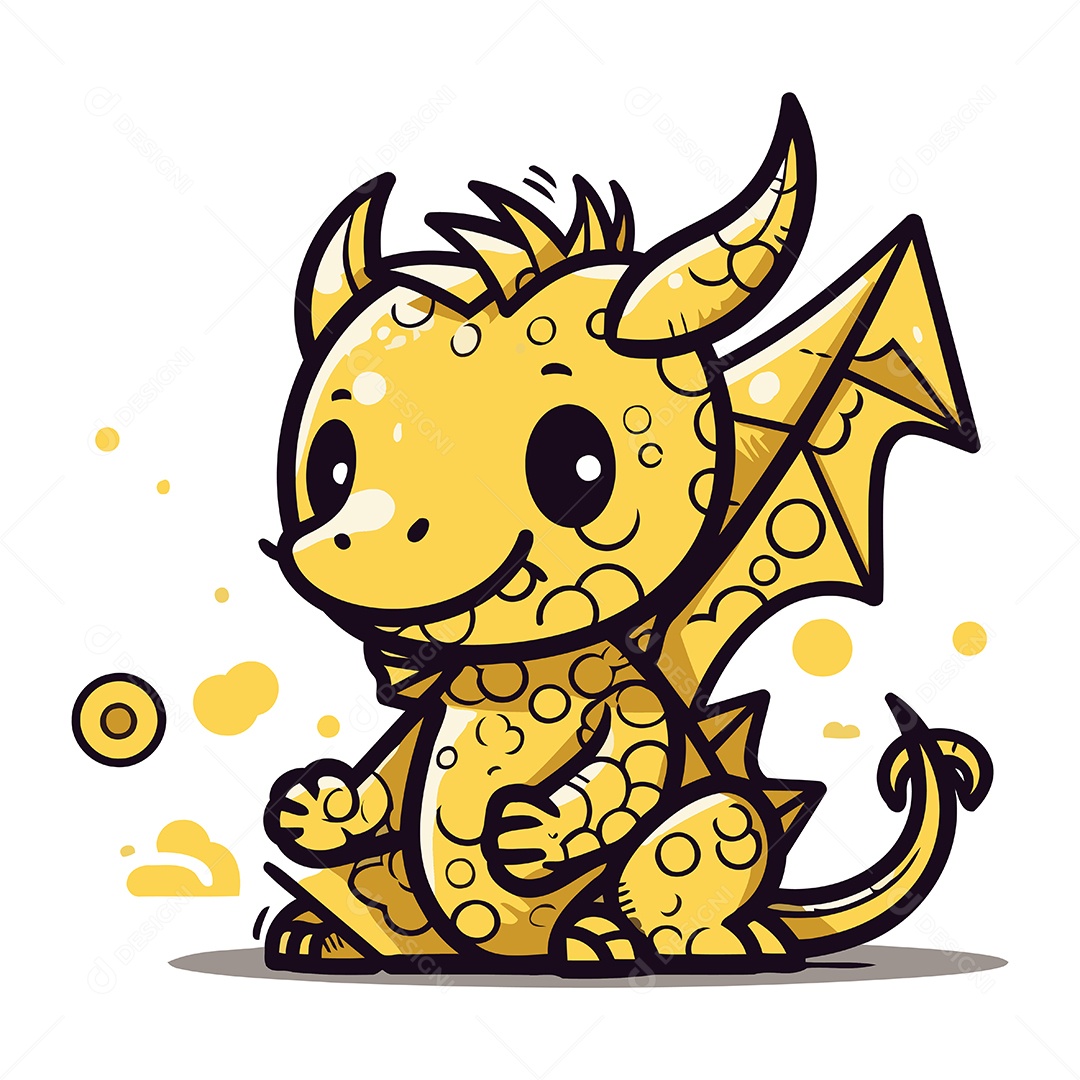 Dragão de Desenho Animado Ilustração Vetor EPS