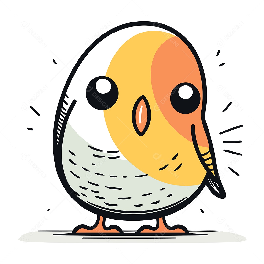 Pintinho Fofo de Desenho Animado Ilustração Vetor EPS