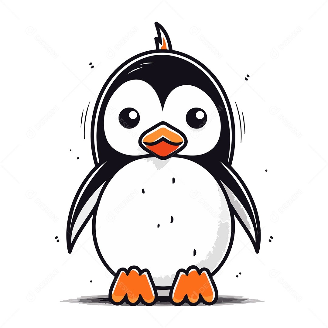 Pinguim Fofo de Desenho Animado Ilustração Vetor EPS