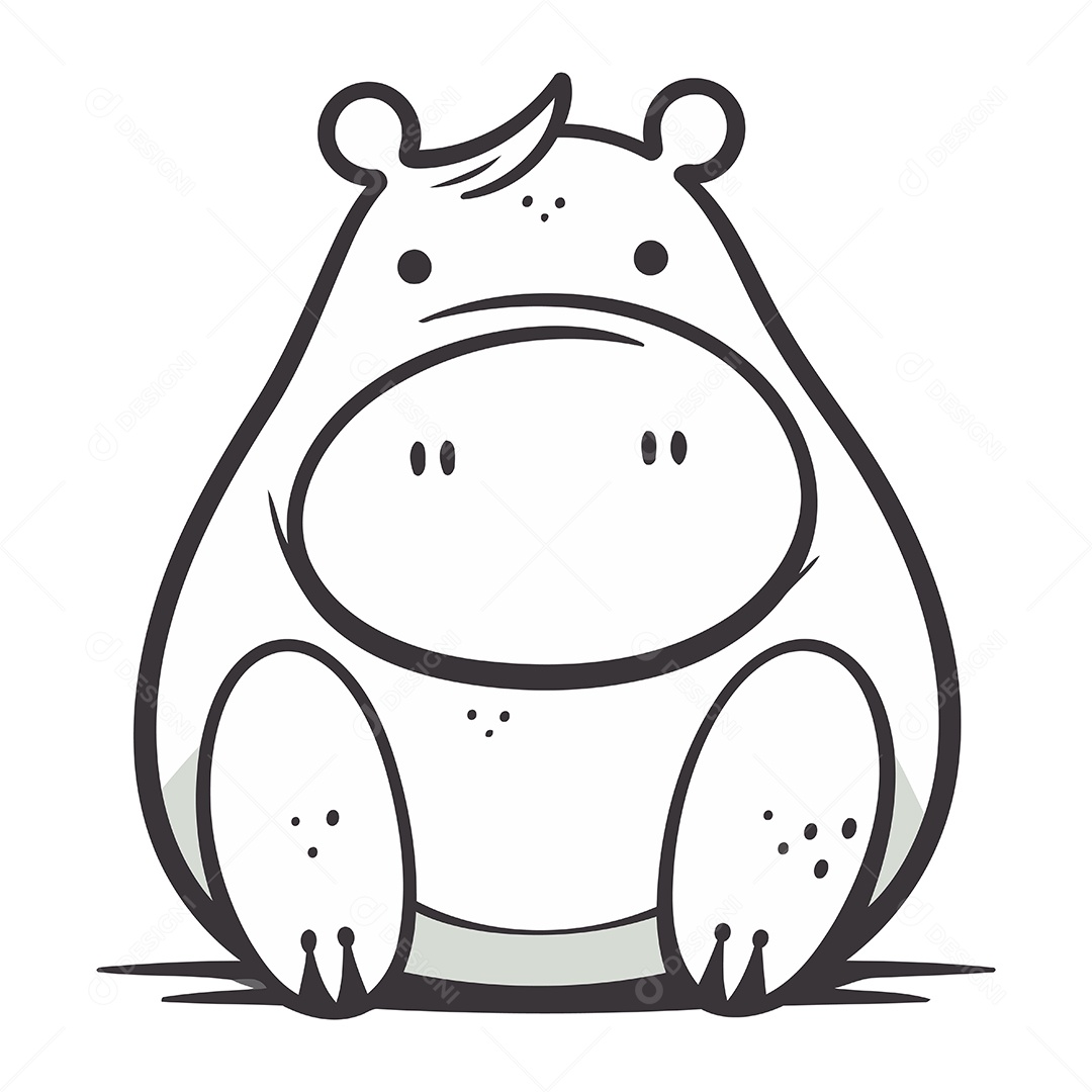 Hipopótamo de Desenho Animado Ilustração Vetor EPS