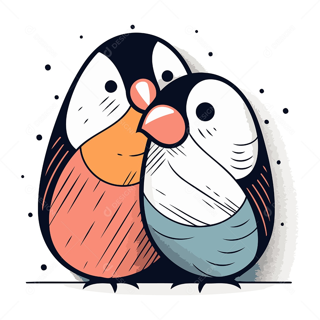 Pinguins de Desenho Animado Ilustração Vetor EPS