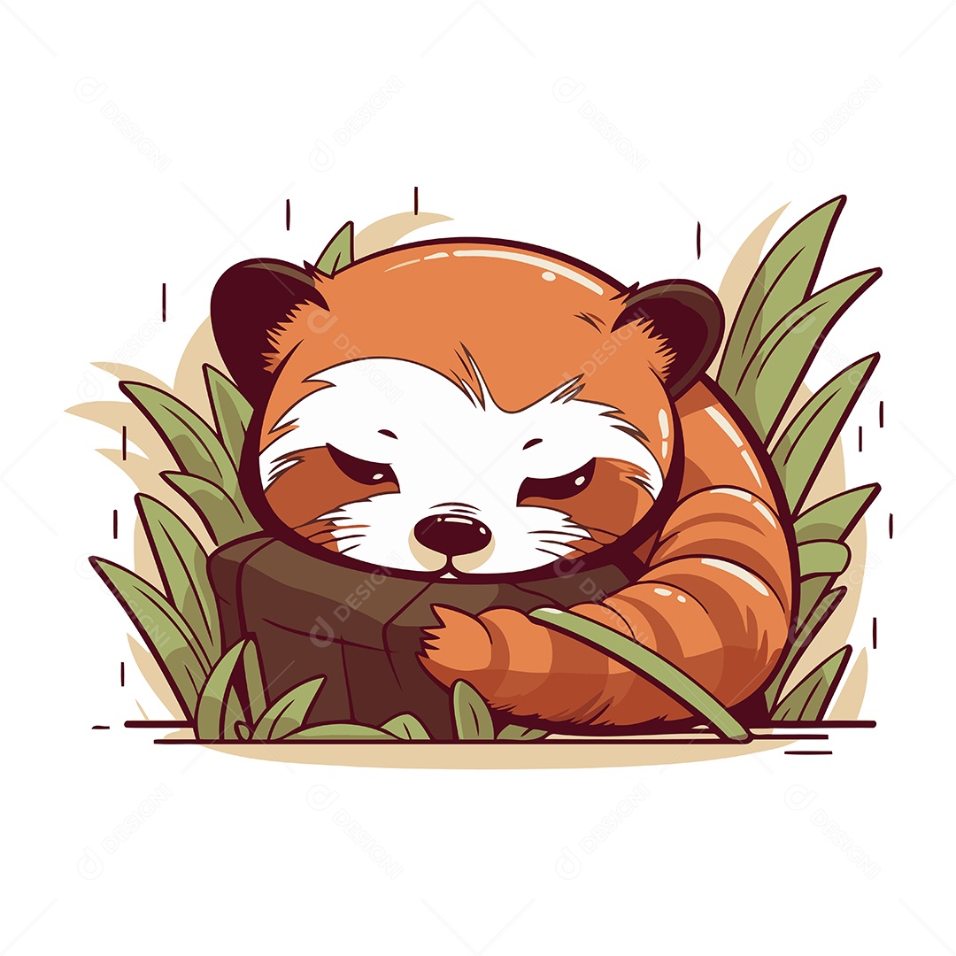 Panda Vermelho de Desenho Animado Ilustração Vetor EPS