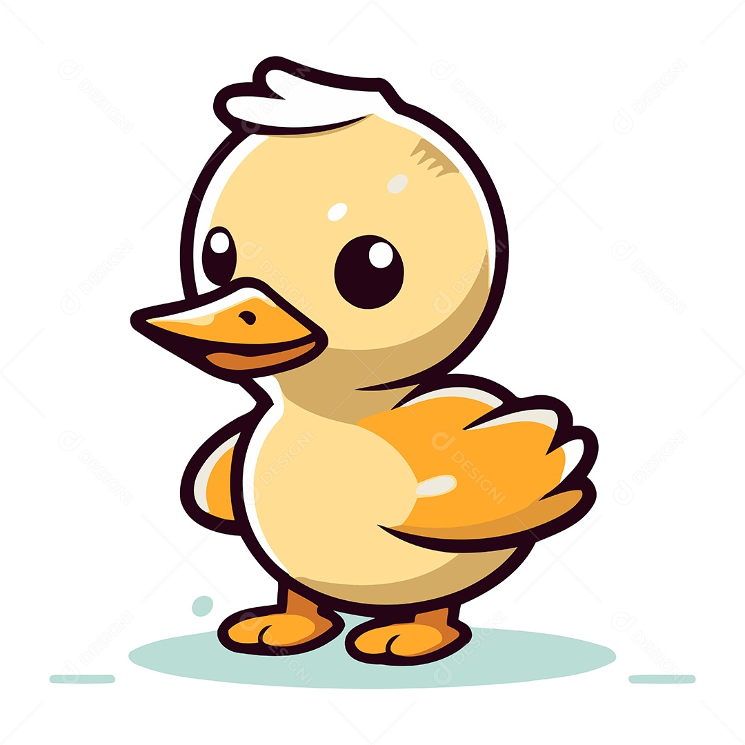 Patinho Fofo de Desenho Animado Ilustração Vetor EPS