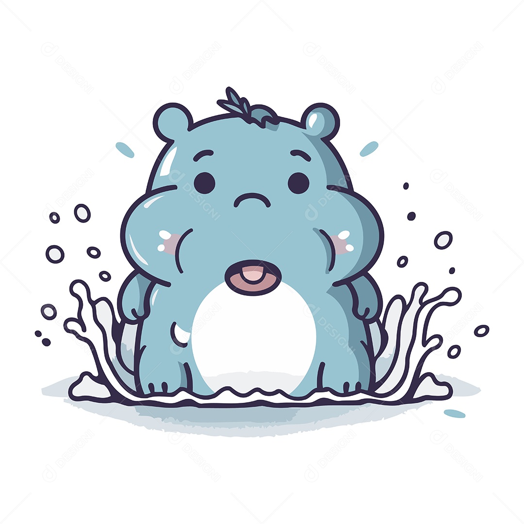 Hipopótamo de Desenho Animado Ilustração Vetor EPS