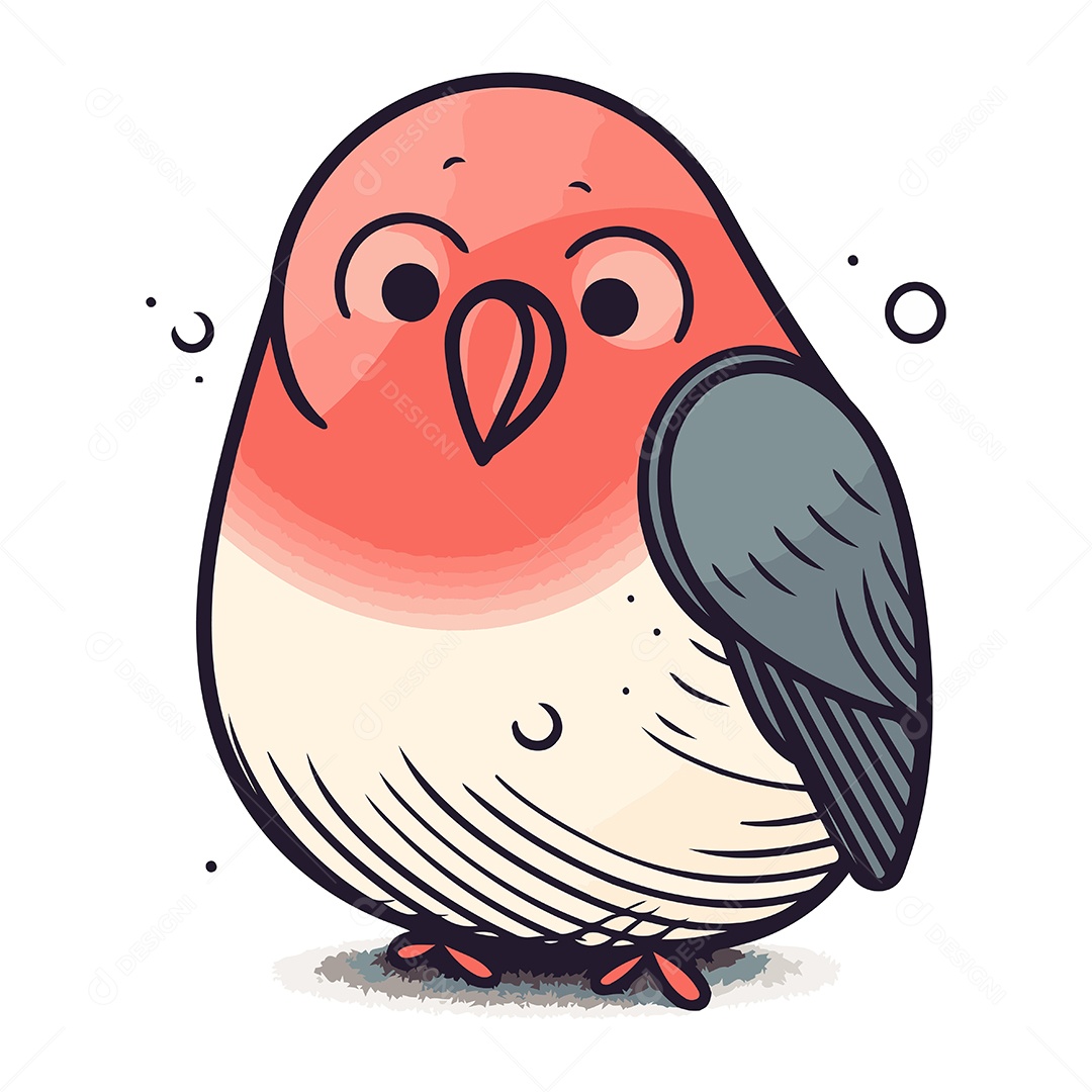 Pássaro Fofo de Desenho Animado Ilustração Vetor EPS