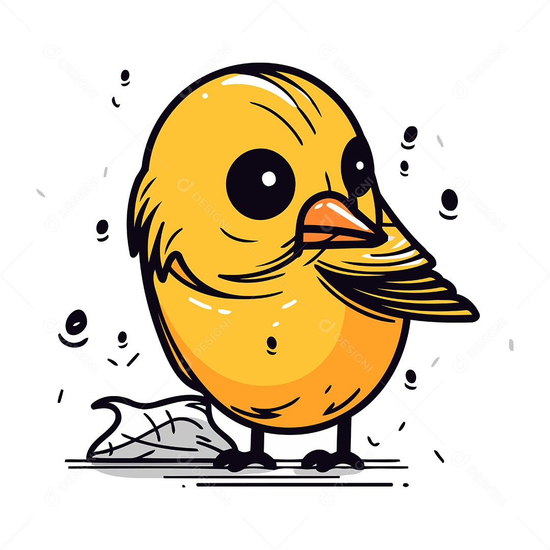 Pintinho Fofo de Desenho Animado Ilustração Vetor EPS